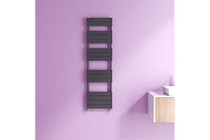BIUBIUBATH Anthracite Radiators Flat Panel Heated Towel Bathroom Radiators Central Heating Rail Radiator Warmer Wall Mounted Ladder Rad Tall Radiators 1600x450mm