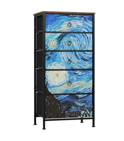 Cassettiera 9 Cassetti Van Gogh | Comò Stretto Per Camera, Ufficio Con Motivo Artistico - Foto 9