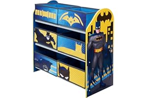 Batman Unidad de Almacenamiento de Juguetes con Seis Cubos para dormitorios Infantiles, Madera de ingeniería, Blue, 60cm (H) x 63.5cm (W) x 30cm (D)