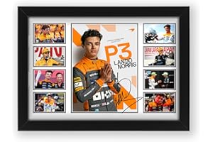AllStarMedia Lando Norris Signed Print Poster | Collectible - Limited Edition Autographed, Git for the Formula 1 Fans (Framed A4 (30x21cm))
