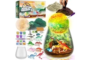 LAOESE Kit Terrario Dinosauri per Bambini con Lampara Luna 3D Pittura - Idea Regalo Bambino dai 4 5 6 7 8 9 10 11 12 Anni - Giocattoli Gadget Compleanno Dinosauri Ragazzi, Giochi Creativi Bambina