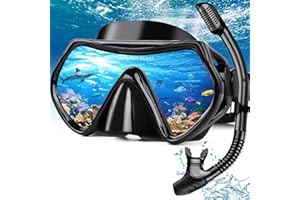 Hydomi Snorkel Set Adults 180° Panoramic Anti-Fog Snorkel Mask with Dry Top Valve, Leak-Proof Tempered Glass Diving Set for Swimming Snorkeling, Travel-Friendly Kit with Adjustable Straps