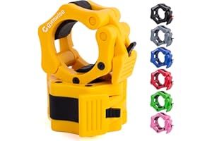 Gymwise Olympic Barbell Clips | Pair of 2″ Barbell Collars | Premium & Heavy-Duty Clamps | Ideal for Weightlifting & Crossfit | Pro-Grade Performance (Yellow)