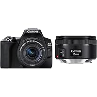 Canon EOS 200D II 24.1MP Digital SLR Camera + EF-S 18-55mm f4 is STM Lens (Black) with Canon EF50MM F/1.8 STM Lens