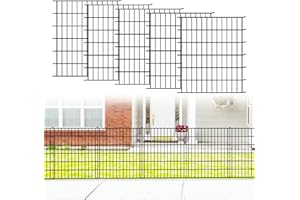 Thealyn Ogrodzenie ogrodowe, wysokość 81 cm x 71 cm szerokości (5 paneli, całkowita długość 3,5 m) bez kopania na zewnątrz, nierdzewne, metalowe, dekoracyjne ogrodzenie graniczne dla psa, zwierząt, na