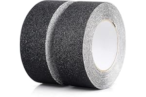 2 Pack Ruban antidérapant, Bandes antidérapantes avec Ruban adhésif antidérapant pour escaliers, marches, revêtements de Sol, Ruban antidérapant Solide, Autocollant, (5cm x 10m, Noir), BOMEI PACK
