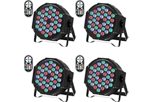 SKSBTF LED Par Strahler 36 LED Bühnenlichter 9 Modi RGB Partylicht mit Fernbedienung und DMX512 Steuerung Scheinwerfer Beleuchtung für Geburtstagsfeiern, Hochzeiten, Weihnachten(4er Pack)