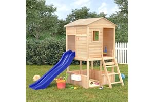 Festnight Spielturm mit Rutsche und Sandkasten Outdoor Kinder Spielturm Spielplatz Garten Kletterturm Holz Spielplatz für Garten Kinderspielplatz Spielhaus-Typ 1-