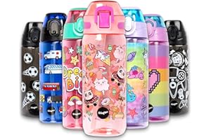 fringoo - Ricco Di Animali - Borracce senza BPA - Borraccia in paglia rosa - Borraccia riutilizzabile - 600 ml / 20 Oz