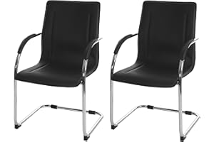 Mendler 2X Chaise de conférence Samara, Chaise visiteurs Cantilever, Similicuir - Noir