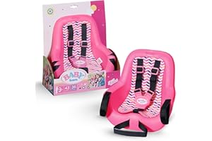 Zapf Creation 834329 BABY born Bicycle Seat -Sillín de bicicleta para muñecas de 36cm y 43cm de altura con sistema de velcro para el manillar de muchas bicicletas infantiles y arnés de 3 puntos, rosa.