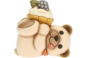 THUN ® - Teddy goloso Piccolo con Sweet Cake - Ceramica - h 9,5 cm - Linea I Classici