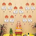 eCraftIndia Lotus, Cow, Pink Tassel Style Shubh Labh Hanging for Diwali Ganesh Chaturthi Navratri Decoration- Floral Wall Hangings for Home Temple Main Door Entrance-Diwali Decoration Items- Pack of 5