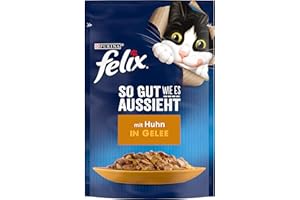 FELIX So gut wie es aussieht Katzenfutter nass in Gelee, mit Huhn, 26er Pack (26 x 85g)