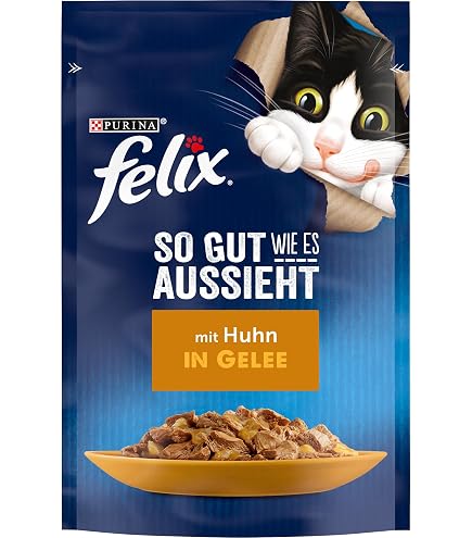 FELIX Jumbopack Katzenfutter – 88 X 100 G Päckchen, Rindfleisch-Geschmack, Für Erwachsene Katzen