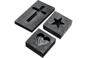 CUNHILL 3 Pieces Heart Star Cross Graphite Casting Ingot Mold Metal Refining Scrap Melting Casting Mould for Smelting Gold Silver Metal Aluminum Copper Brass Zinc