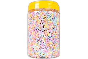 ‎LA MANULI La Manuli Iron-On Beads – 5000 Pieces in a Tin, Midi Size 5 mm, Includes 2 Tweezers, Plug-In Beads, Refill Set, Craft Beads, Compatible with Any Brand Beads