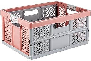 keeeper Stabilny, składany kosz z miękkimi uchwytami, 48 x 34,5 x 23,5 cm, 32 l, Lea, Nordic Red