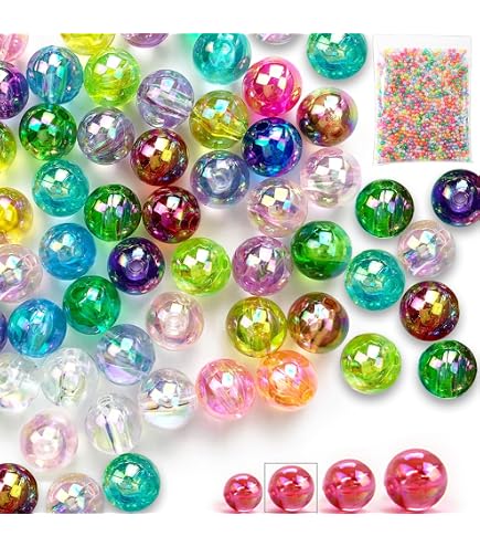 Perlin – 200 Kunststof Kralen, Rond, 8 Mm, Strass-effect, Glitter, Gemengde Kleuren, Acryl, Perfect Voor Sieraden En Kerstknutsels