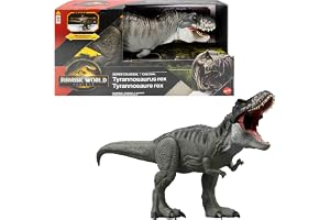 Mattel Jurassic World Rebirth Superkolossal Tyrannosaurus rex | Filmtrogen T-Rex-actionfigur som slukar minidinosaurier, rörl