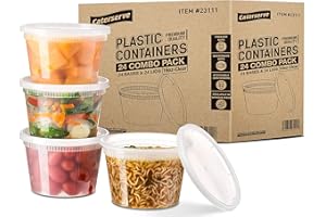 Caterserve Food Storage Container Set – 24 Food Containers with Lids Combo – Microwave and Freezer Safe Storage Tubs for Food – Non-BPA Meal Prep Containers - Reusable and Dishwasher Safe – 16oz