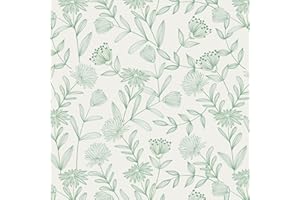 Yomshi Peel and Stick Wallpaper Light Green Floral Self Adhesive Wallpaper Waterproof Vinyl Film Removable Sticky Back Plastic Botanical Wallpaper for Wall Cabinet 41CM×3M