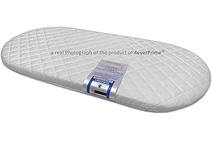 4EVERPRIME Baby Moses Basket Mattress Size 65 x 28 x 4 CM Classic Foam | with Washable Quilted Cover | Compatible fits Mamas & Papas, Mothercare and any Moses Basket Specify 65 x 28 x 3.5 CM Mattress
