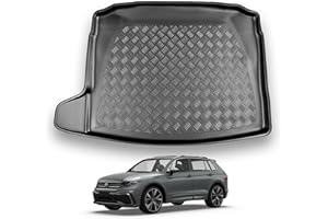 NOMAD Boot Liner Compatible with VW Tiguan 2016+ Recyclable Non-Toxic Plastic (PE) Non-Adjustable Boot Floor Car Floor Guard Tray Black Custom Fitted Accessory Dog Friendly Waterproof Raised Edges