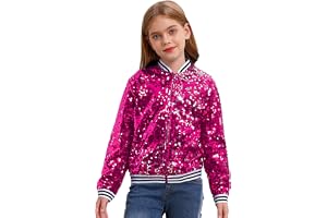 inhzoy unisex barn glänsande paljettjacka långärmad glitter bomberjacka med dragkedja sport fritidsjacka streetdance hip hop