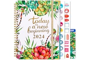 Kaket Diary 2024, A5 Daily Planner 2024, Week to View Diary with Elastic, 2024 Planners and organizer, 2024 Academic Diary (Green)