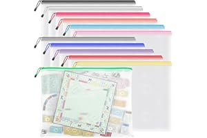 ‎UMRIOX 12 Stück bunte Dokumententasche A3 wasserdichte Dokumententasche Reissverschluss,Datei Tasche Kunststoff für Dokumente, Quittung, Papier, Schule, Prüfungsblatt, Kosmetik, Reise