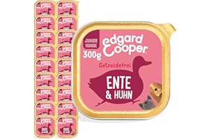EDGARD COOPER Edgard & Cooper Cibo Umido per Cani Cuccioli Puppy Junior Cane Patè Senza Cereali Mangime Naturale Vaschette 300g x 18 Anatra & Pollo Fresco, Alimentazione Completa, Sana ed Equilibrata, Carne Fresca