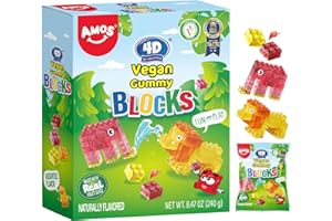 AMOS 4D Bonbons Gommeuse Blocs & Briques, 4 Saveurs Mélanger Les Fruits (Fraise & Pastèque & Ananas & Mangue) Bonbons, Noël Vegan Bonbon Fruit Fêtes D'enfants - 240 g (Bloc- Fruits- 240 G)