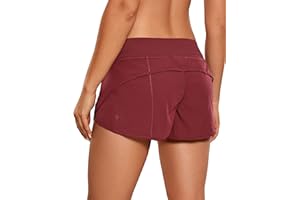 CRZ YOGA Pantalón Corto para Mujer Shorts con Bolsillo Cremallera -6cm