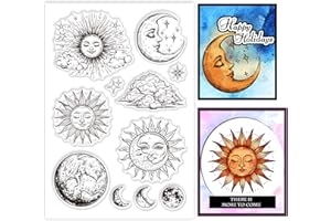‎GLOBLELAND GLOBLELAND Magic Sun and Moon Transparent Silicone Stamp for Designing Cards Astronomy Divination Clouds Silicone Stamp Seal for DIY Scrapbooking Crafts Decor