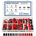 BESTYCHAO 160pcs 9 Sizes Rubber End Caps Assortment Kit, Screw Thread Protectors Round Tube Bolt Cap Cover Black and Red