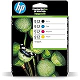 HP 912 Nero, Ciano, Giallo e Magenta, 6ZC74AE, confezione da 4 cartucce originali HP, compatibili con stampanti HP OfficeJet 