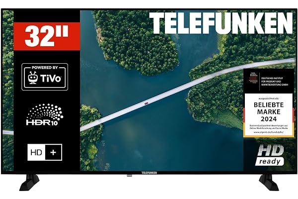 TELEFUNKEN TiVo XH32TP900S 32" Smart TV med trippel tuner och 6 månader HD+ med LED-TV Powered by TiVo HD-Ready, HDR