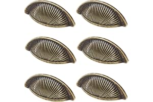 Decoranddecor Arro Half Moon Shaker Cup Handles – Zinc Alloy Drawer Pulls with 64mm Hole Spacing in Antique Brass for Kitchen Cabinets & Furniture - 6 Pack