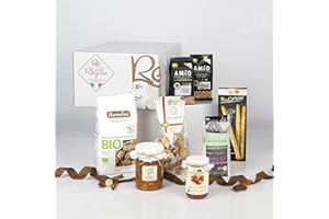 RE REGALO KIT DEGUSTAZIONE BIOLOGICO Cesto 8 pezzi Pasticcini senza glutine, Pasta integrale Bio, Grissini Bio, Lenticchie e Ceci Bio, Zuppa toscana, Sugo all'arrabbiata Bio e altro, Alta Qualitá