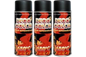 DECO COLOR Fahrzeugteile Hoffmann 3 Stück 400ml schwarz Ofenlack Auspufflack Lack hitzebeständig 650° 13300