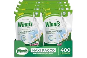 Winni's - Ammorbidente Lavatrice Ipoallergenico Concentrato Ecoformato, 400 Lavaggi, Fragranza Fiori Bianchi, Con Perle di Profumo Biodegradabili, 1250 ml x 8 Confezioni