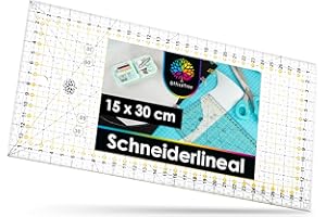 OfficeTree Patchwork Lineal 15cm x 30cm - Schneidelineal 30cm - Quiltlineale - Patchworklineal für Rollschneider - Schneiderlineal - Nählineal - Stofflineal - Nähzubehör Lineal - Quilting Ruler
