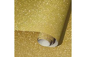 CiCiwind Self Adhesive Wallpaper 44×300CM Gold Glitter Wallpaper Peel and Stick Vinyl Contact Paper Sticky Back Plastic Removable Wallpaper for Living Room Bedroom Wall Cabinets Table Decor
