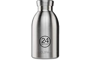 24 BOTTLES 24BOTTLES Clima Bottle - Gourde Isotherme 330ml Inox 100% Hermétique, Bouteille Isotherme (12h Hot/24h Cold) Idéal comme Gourde Sport, Voyage, Bureau, Bouteilles Water Bottle Ecologique, Brushed Steel