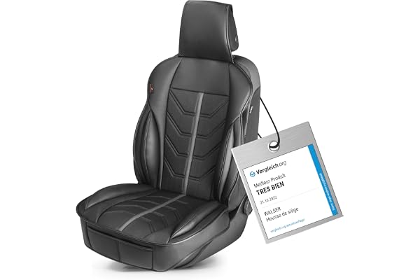WALSER housse de siège de voiture, universel housse de siège et coussin de protection noir-gris Kimi, protection de place compatible avec 95% de automóviles (Voiture/Berline/SUV/Camionnette/Fourgon)