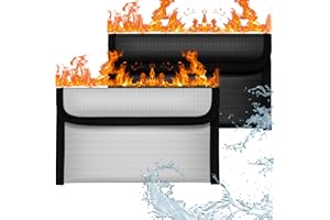 OFFCUP Ognioodporna torba na dokumenty, 2 szt., 20 x 11 cm, solidna, powlekana silikonem, wodoodporna i ognioodporna, bezpieczna torba do przechowywania z zamkiem błyskawicznym, na gotówkę, dokumenty