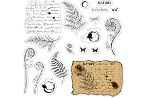 CRASPIRE Plantas Sellos Transparentes Plantas Hojas Arte Naturaleza Sello de Silicona Transparente Sello de Goma para Álbumes de Recortes Cumpleaños Álbum de Fotos Tarjeta de Acción de Gracias