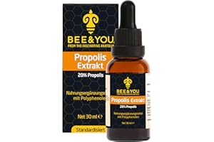 ‎BEE & YOU BEE&YOU Propolis Tinktur Tropfen 20% (30ml) standardisiert, Zusatzstoffe, Propolis Extrakt reich an nützliche Polyphenole und Flavonoide, in Müsli und Joghurt mischen