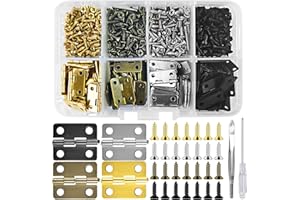 BOHORAY 120 Pezzi Cerniere per Legno Angoli Arrotondati, 4 Colori Mini Cerniere per Modellismo con 480 Viti, 16 * 13 mm Cerniera a Libro con Cacciavite Per Scatole di Gioielli, Scatole di Vino